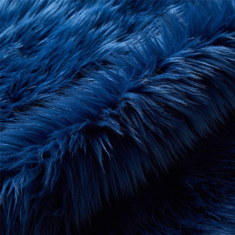 Easy Joy EasyJoy Ultra Soft Fluffy Shaggy Area Rug Faux Fur Rug Chair Cover Seat Pad Fuzzy Area Rug for Bedroom Floor Sofa Living Room (2 x 6 ft Sheepskin, Dark Blue) - Image 5